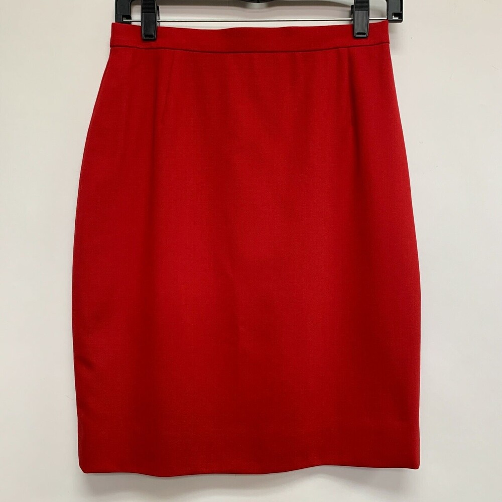 Escada Margaretha Ley Women's Straight Pencil Skirt Size 36 Red 100% Wool